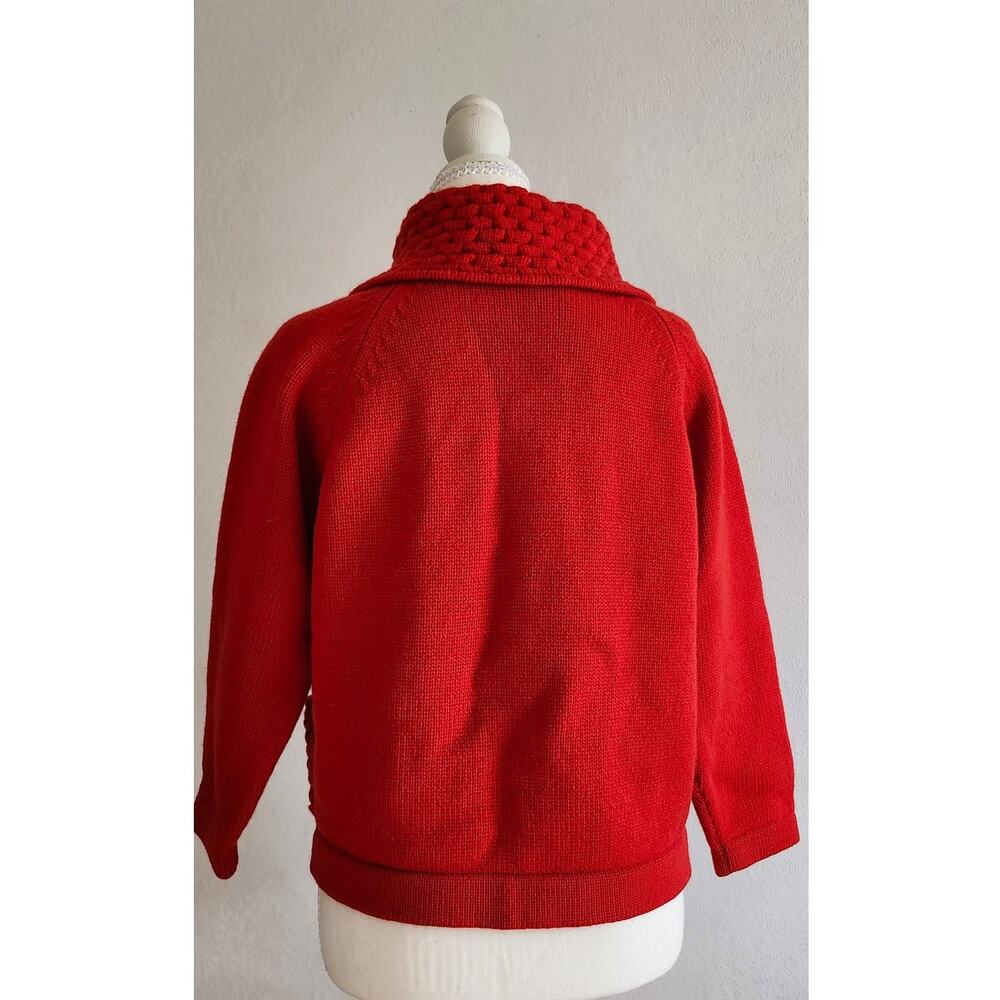 Vintage 100% Wool Italian Red Cowl Neck Button Front Sweater Cardigan M - Picture 7 of 10